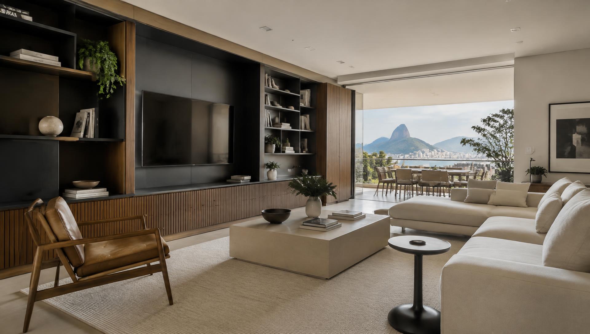 Sala contemporânea com móveis planejados